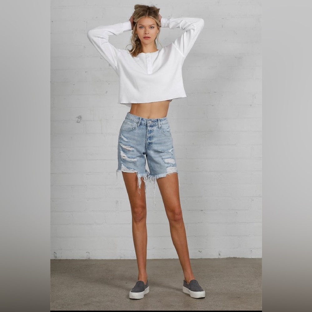Distressed Denim Shorts